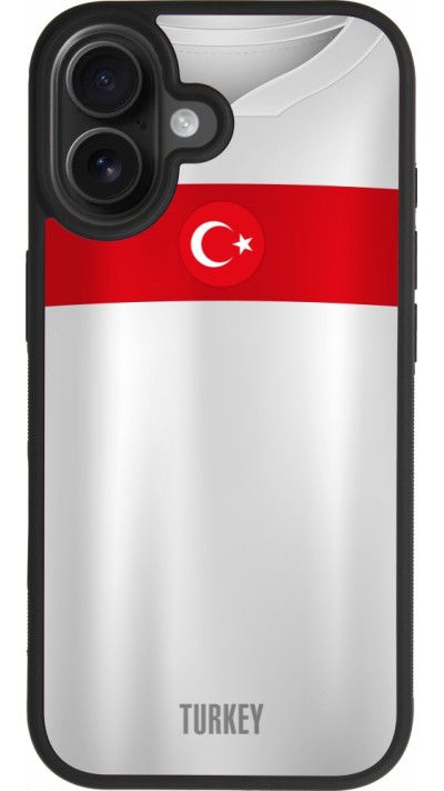Coque iPhone 17 - Silicone rigide noir Maillot de football Turquie personnalisable