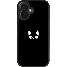 Coque iPhone 17 - Silicone rigide noir Funny cat on black