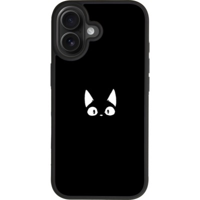 Coque iPhone 17 - Silicone rigide noir Funny cat on black