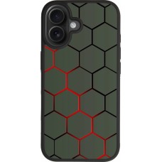 Coque iPhone 17 - Silicone rigide noir Geometric Line red