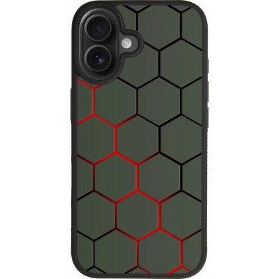 Coque iPhone 17 - Silicone rigide noir Geometric Line red