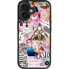 Coque iPhone 17 - Silicone rigide noir Girl Power Collage