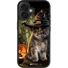 Coque iPhone 17 - Silicone rigide noir Halloween 21 Witch cat