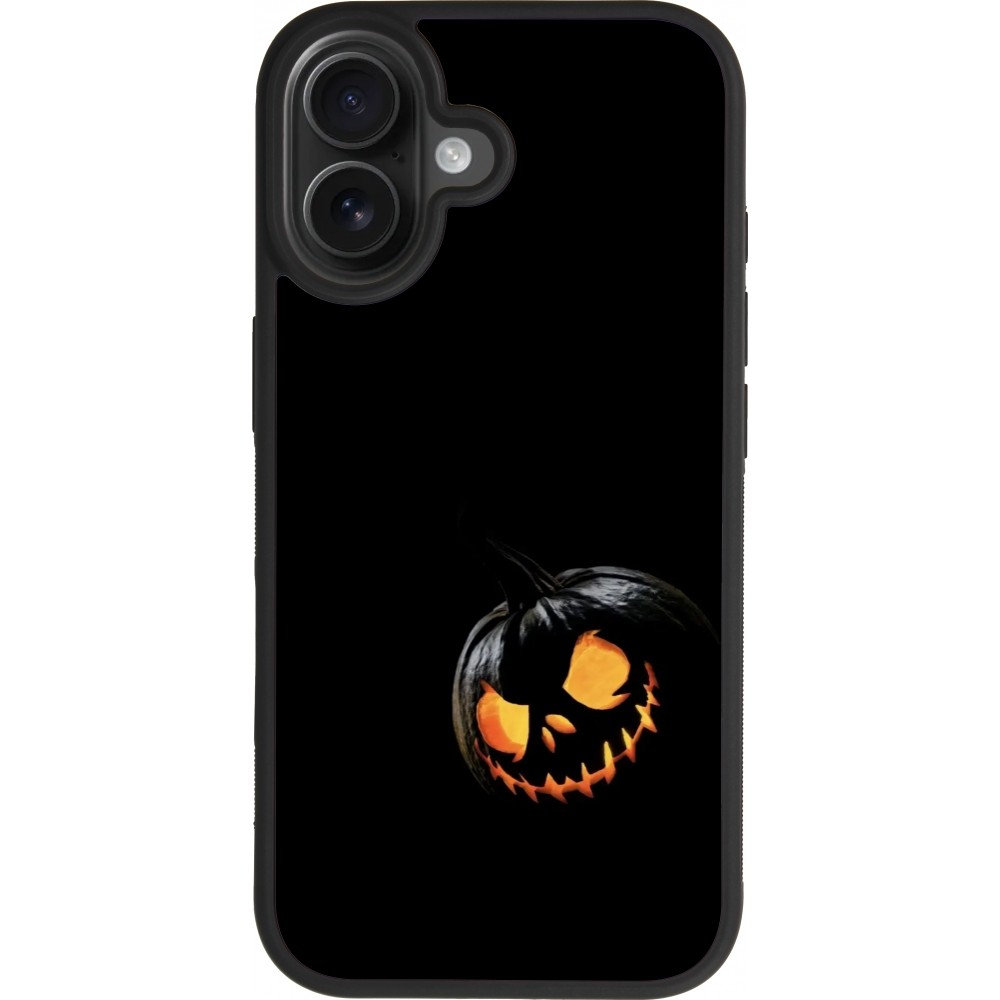 Coque iPhone 17 - Silicone rigide noir Halloween 2023 discreet pumpkin