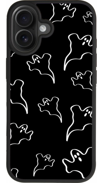 Coque iPhone 17 - Silicone rigide noir Halloween 2024 black and white ghosts