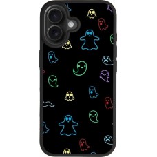Coque iPhone 17 - Silicone rigide noir Halloween 2024 colorful ghosts