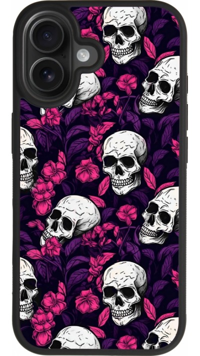 Coque iPhone 17 - Silicone rigide noir Halloween 2024 romantic skulls