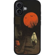iPhone 17 Case Hülle - Silikon schwarz Halloween 2025 Ghost on a bicycle