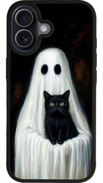 iPhone 17 Case Hülle - Silikon schwarz Halloween 2025 Ghost with black cat