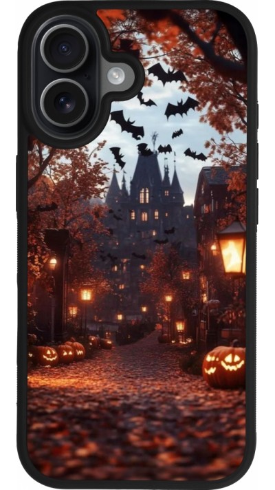 iPhone 17 Case Hülle - Silikon schwarz Halloween 2025 Haunted house
