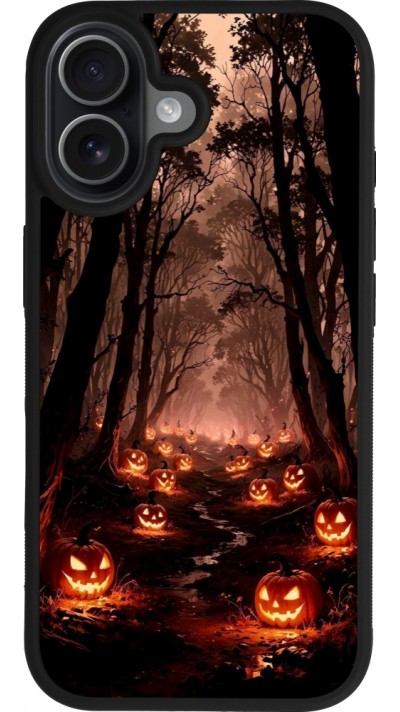 iPhone 17 Case Hülle - Silikon schwarz Halloween 2025 Road of Terrifying Pumpkins