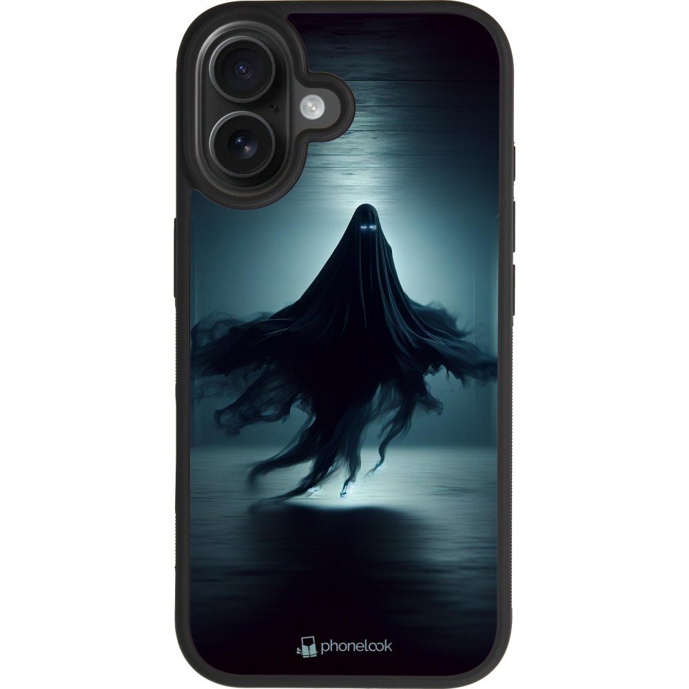 Coque iPhone 17 - Silicone rigide noir Halloween 2024 Spectral Shadow