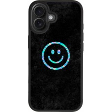 Coque iPhone 17 - Silicone rigide noir Happy smiely irisé