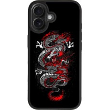 Coque iPhone 17 - Silicone rigide noir Japanese style Dragon Tattoo Red Black