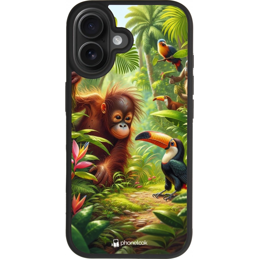 Coque iPhone 17 - Silicone rigide noir Jungle Tropicale Tayrona