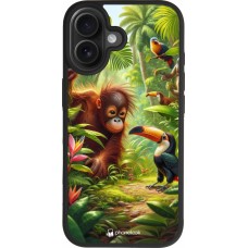 Coque iPhone 17 - Silicone rigide noir Jungle Tropicale Tayrona