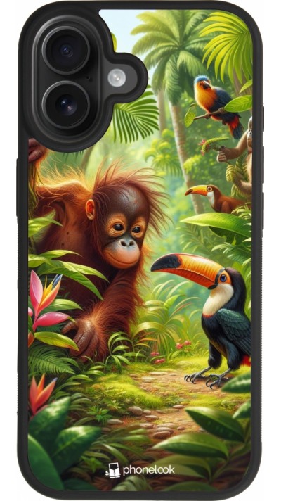 Coque iPhone 17 - Silicone rigide noir Jungle Tropicale Tayrona