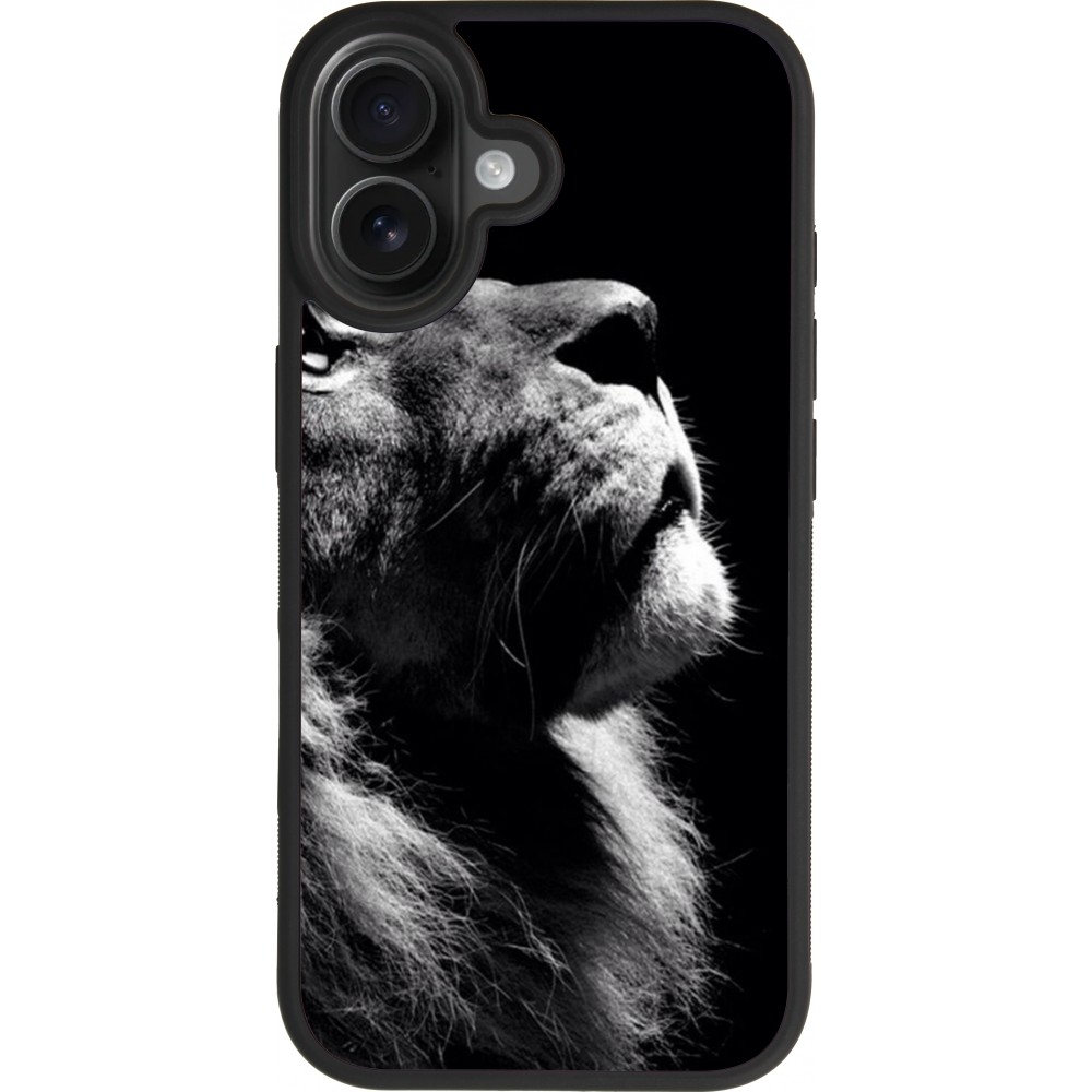 Coque iPhone 17 - Silicone rigide noir Lion looking up