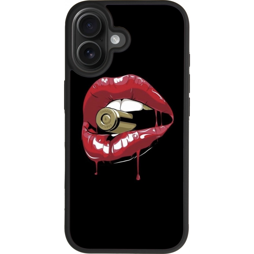 Coque iPhone 17 - Silicone rigide noir Lips bullet