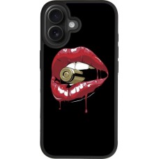 Coque iPhone 17 - Silicone rigide noir Lips bullet