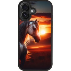 Coque iPhone 17 - Silicone rigide noir Majestic Sunset Horse