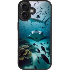 Coque iPhone 17 - Silicone rigide noir Manta Lagon Nettoyage