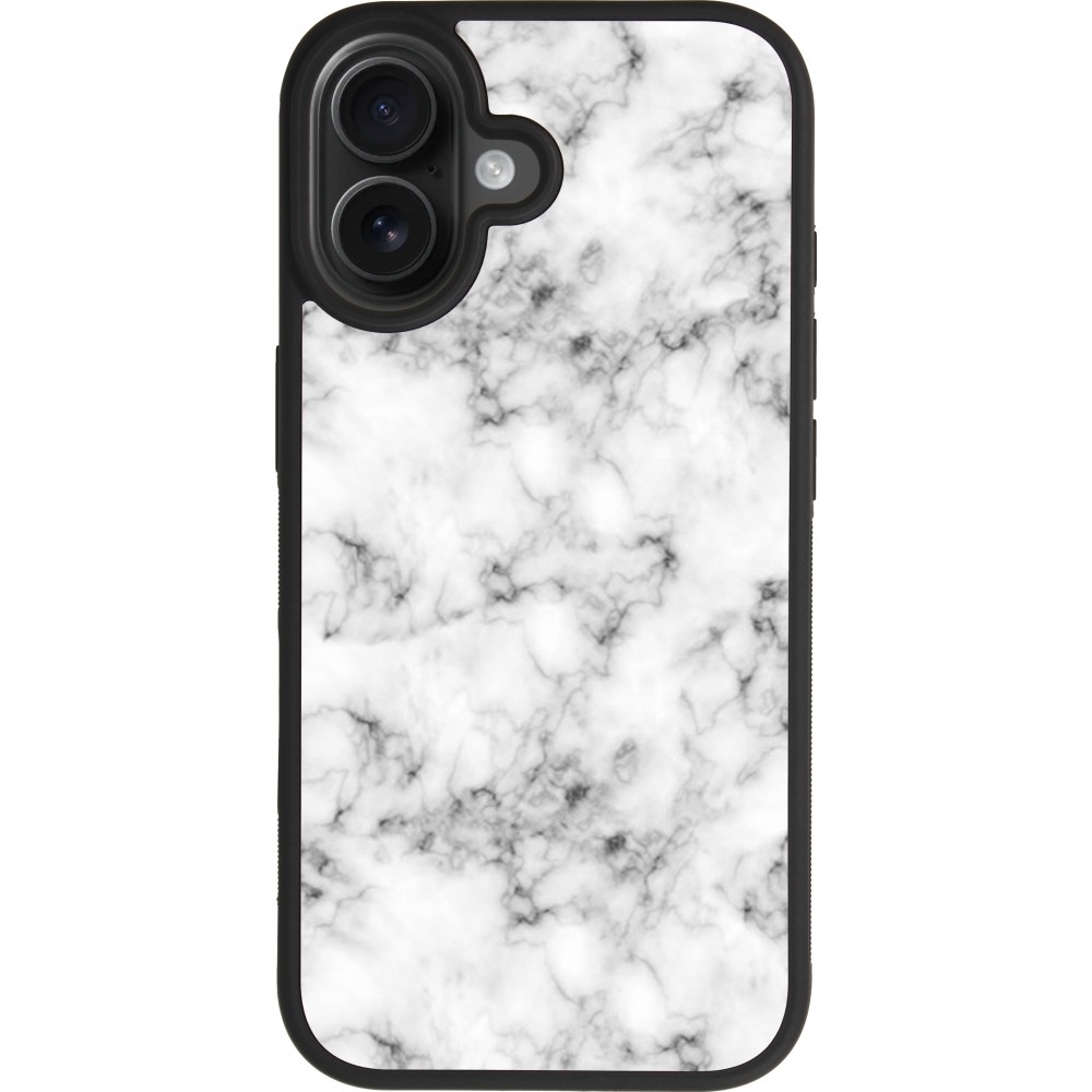 Coque iPhone 17 - Silicone rigide noir Marble 01