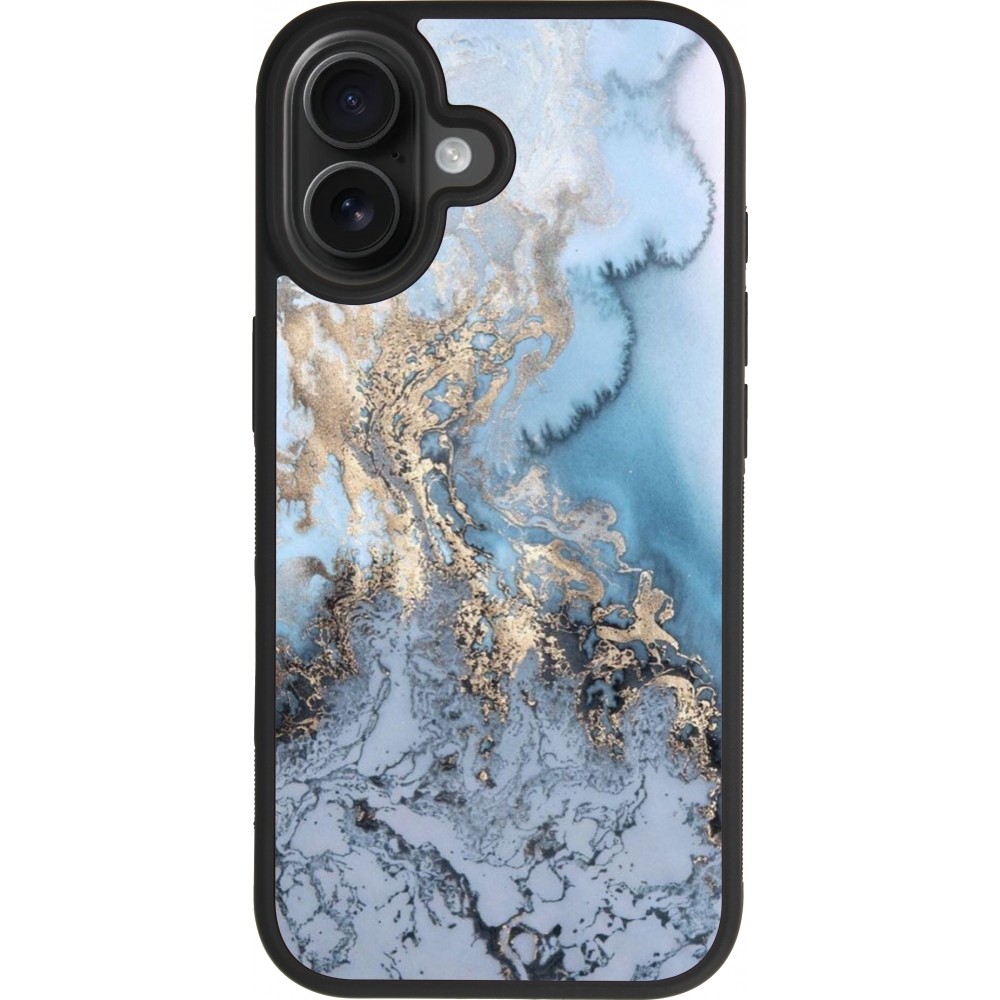 Coque iPhone 17 - Silicone rigide noir Marble 04