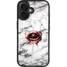Coque iPhone 17 - Silicone rigide noir Marble Rose Gold