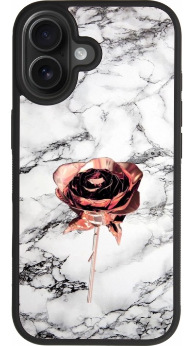 iPhone 17 Case Hülle - Silikon schwarz Marble Rose Gold