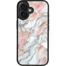 Coque iPhone 17 - Silicone rigide noir Marbre Rose Lumineux