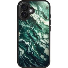 Coque iPhone 17 - Silicone rigide noir Marbre vert majestueux