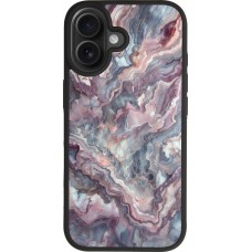 Coque iPhone 17 - Silicone rigide noir Marbre violette argentée