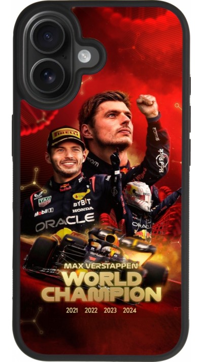 Coque iPhone 17 - Silicone rigide noir Max Verstappen Champion 2023