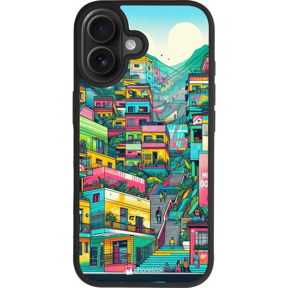 Coque iPhone 17 - Silicone rigide noir Medellin Comuna 13 Art