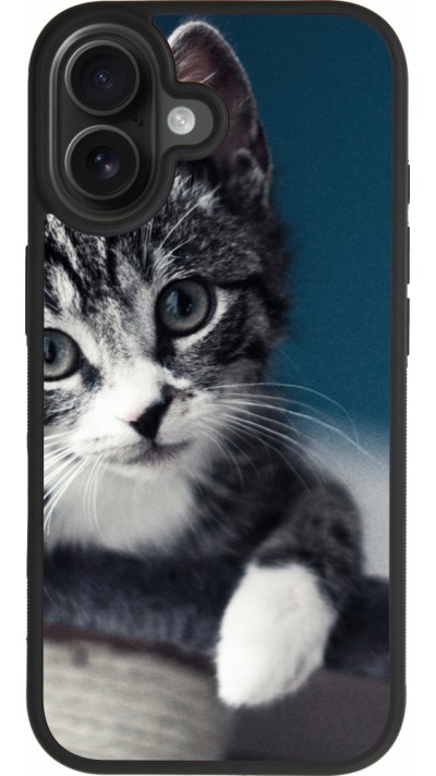 Coque iPhone 17 - Silicone rigide noir Meow 23
