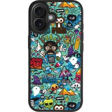 iPhone 17 Case Hülle - Silikon schwarz Mixed Cartoons Turquoise