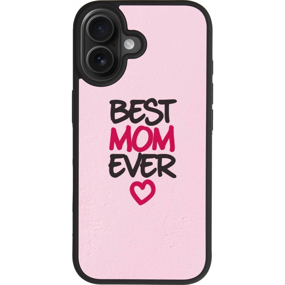 Coque iPhone 17 - Silicone rigide noir Mom 2023 best Mom ever pink