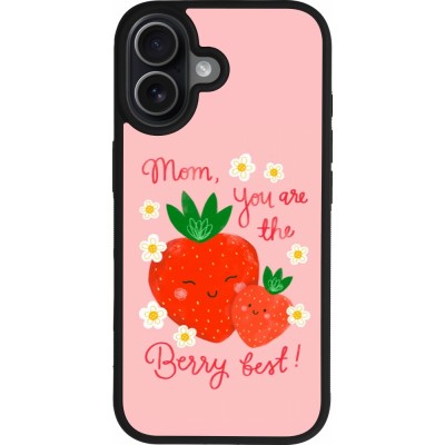 Coque iPhone 17 - Silicone rigide noir Mom 2026 Berry best