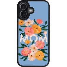 Coque iPhone 17 - Silicone rigide noir Mom 2026 Flowers
