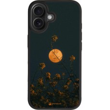 Coque iPhone 17 - Silicone rigide noir Moon Flowers