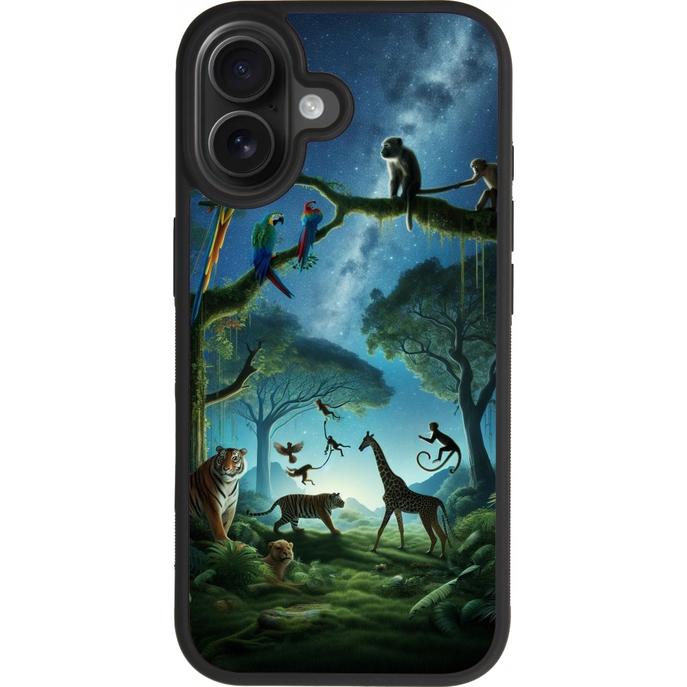 Coque iPhone 17 - Silicone rigide noir Paradis des animaux exotiques