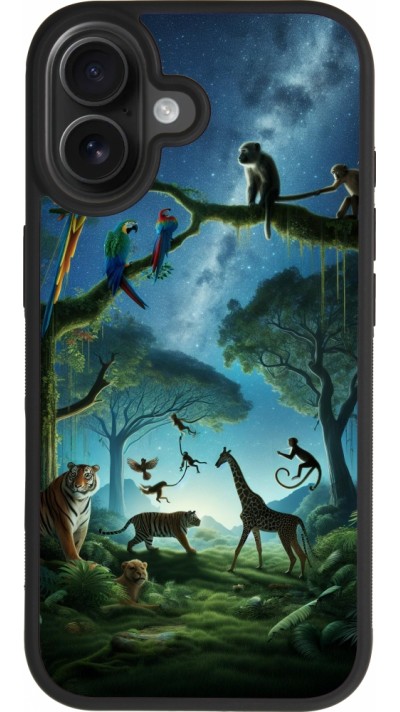 Coque iPhone 17 - Silicone rigide noir Paradis des animaux exotiques