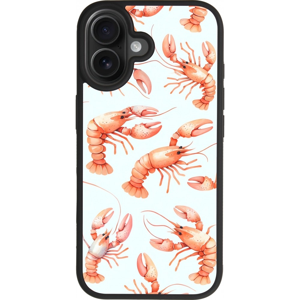 Coque iPhone 17 - Silicone rigide noir Pattern de homards pastels