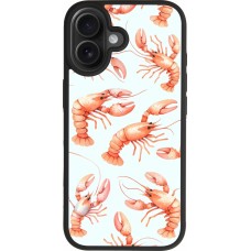 Coque iPhone 17 - Silicone rigide noir Pattern de homards pastels