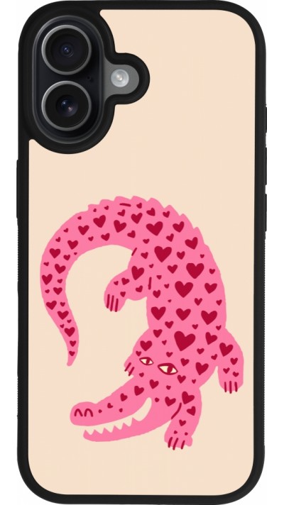 iPhone 17 Case Hülle - Silikon schwarz Pink crocodile 2026