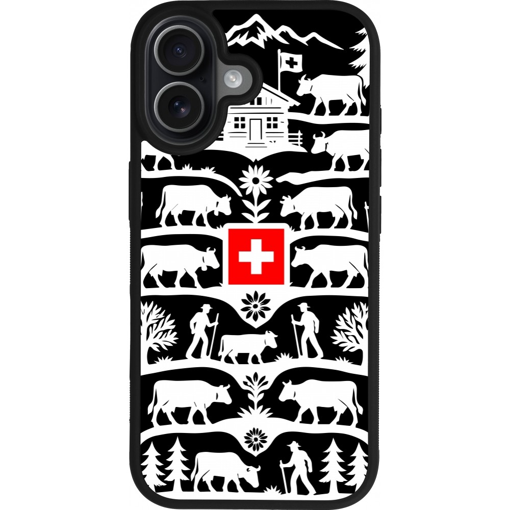 Coque iPhone 17 - Silicone rigide noir Poya Suisse 3 noir