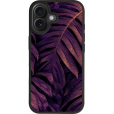 Coque iPhone 17 - Silicone rigide noir Purple Light Leaves