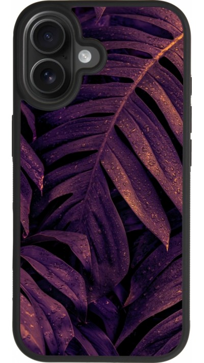Coque iPhone 17 - Silicone rigide noir Purple Light Leaves
