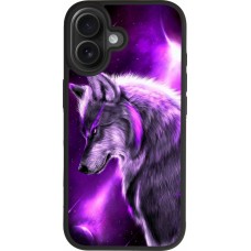 Coque iPhone 17 - Silicone rigide noir Purple Sky Wolf